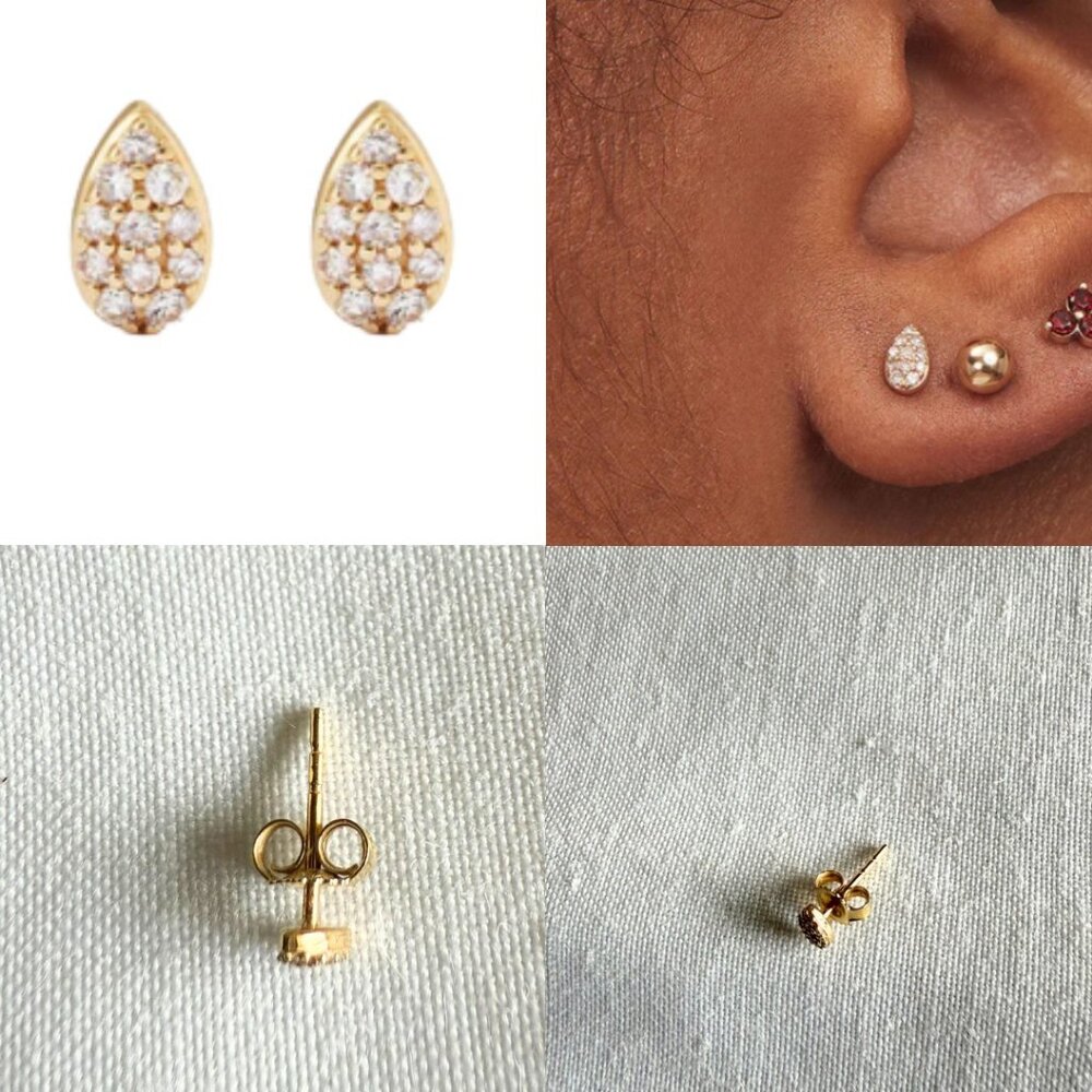 Mejuri Pace pear diamond and rose gold stud